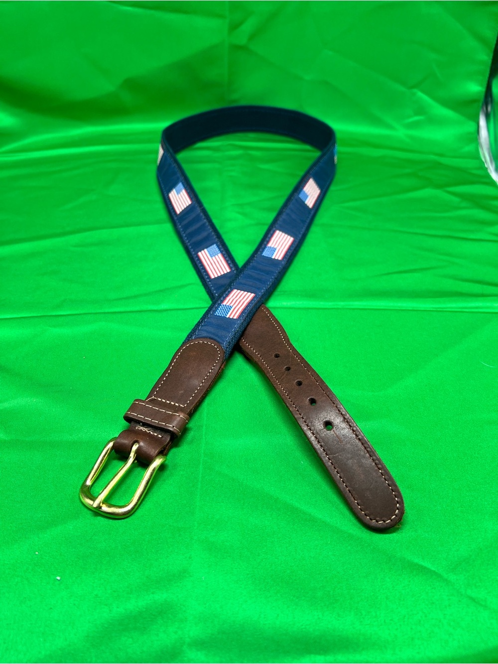 Preston Leather American Flag Belt